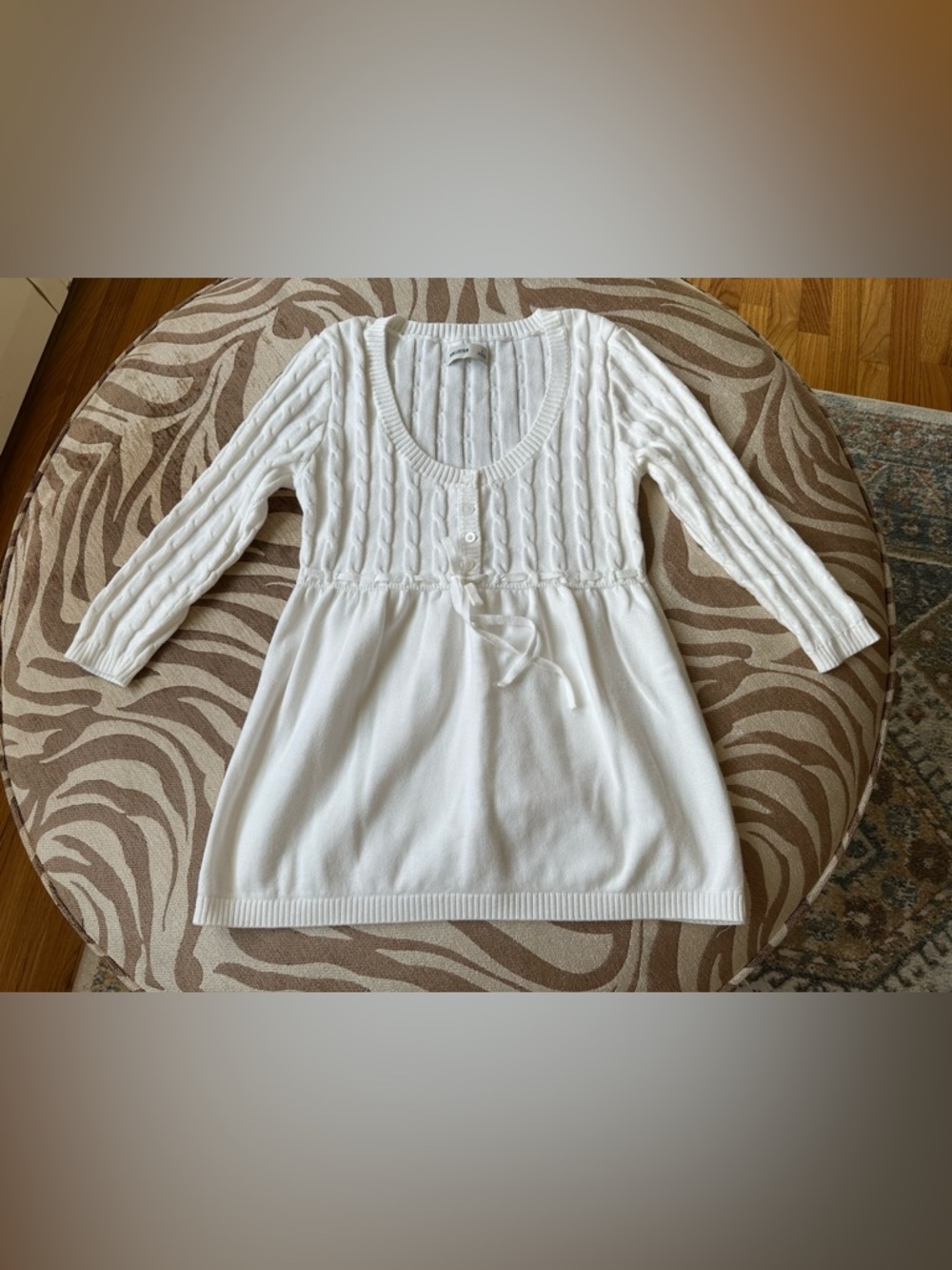 Hollister Cable-Knit Babydoll Sweater - Cloud White
